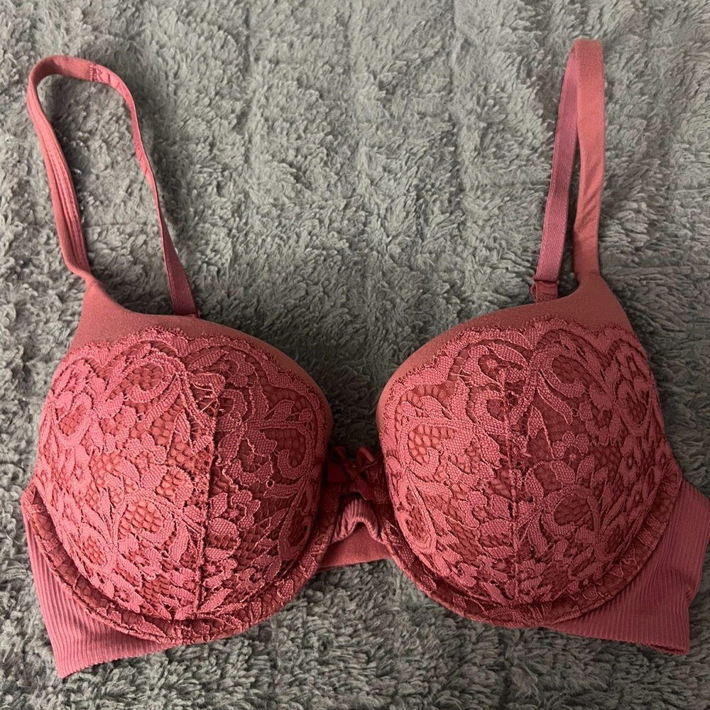 PINK Victoria's Secret Lace Overlay Bra Pink